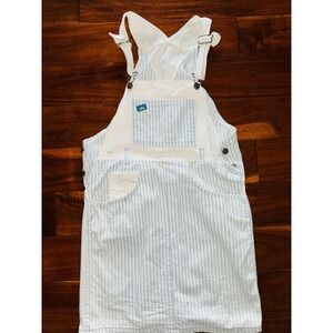 Sunset Blues Overall Dress Womens 7 Blue White Excellent Hickory Stripe USA Made